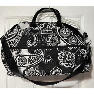 Vera Bradley Expandable Travel Bag‎ Black White Paisley Print